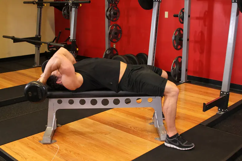 Lying Close-Grip Barbell Triceps Extension Behind The Head: starting position