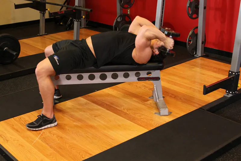 Lying Dumbbell Tricep Extension: starting position