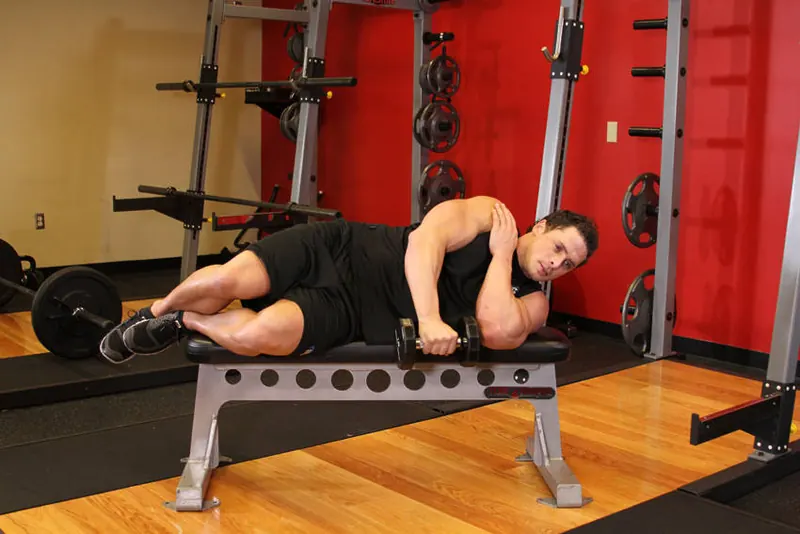 Lying One-Arm Lateral Raise: starting position