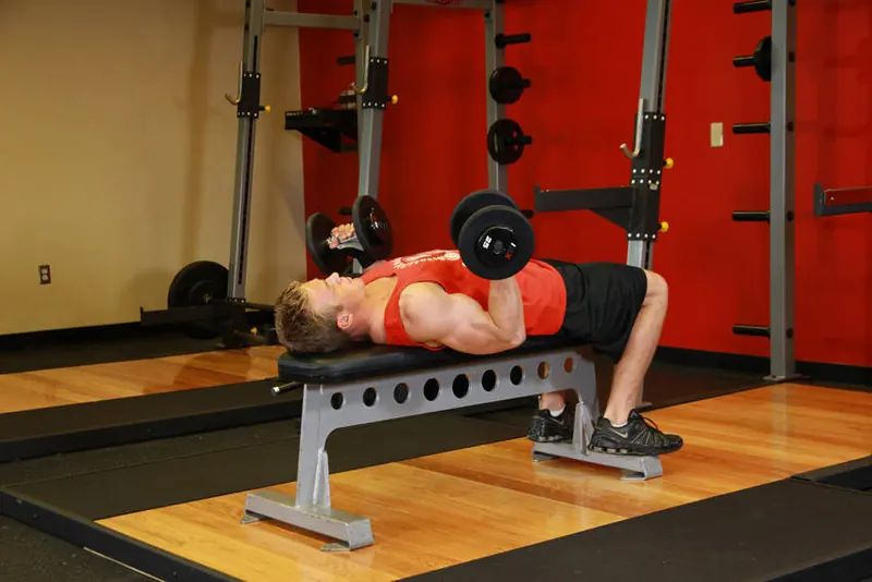 Lying Supine Dumbbell Curl: starting position
