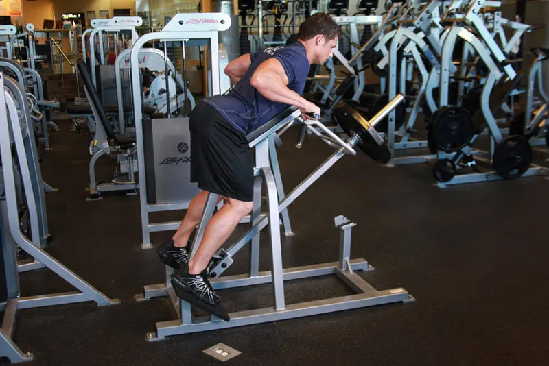 Lying T-Bar Row: end position