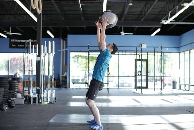 Medicine Ball Scoop Throw: end position
