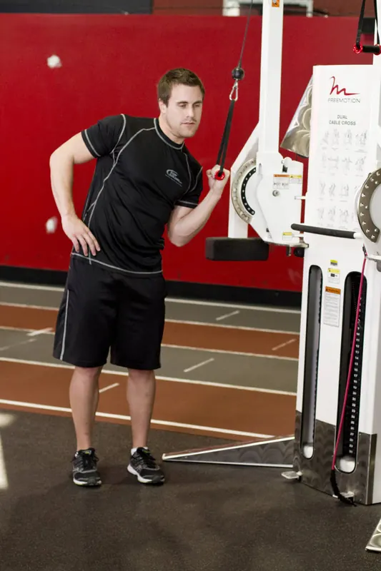 One-Arm High-Pulley Cable Side Bends: end position