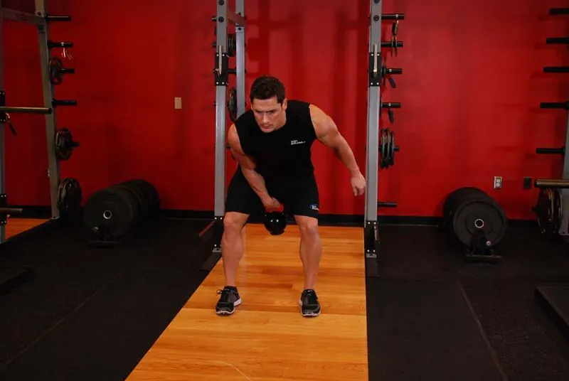 One-Arm Kettlebell Clean: end position