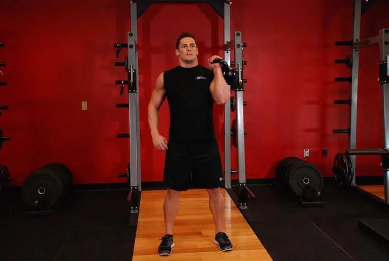One-Arm Kettlebell Military Press To The Side: starting position