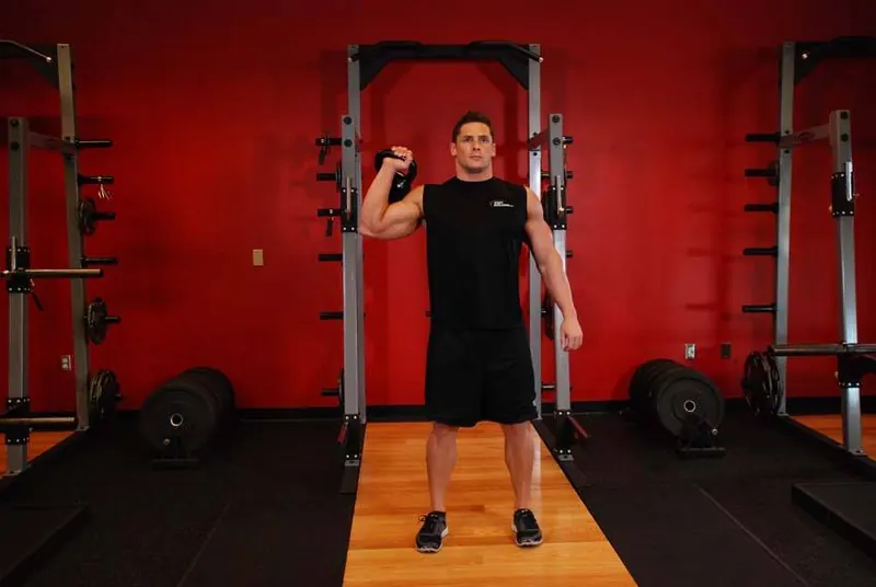 One-Arm Kettlebell Para Press: starting position