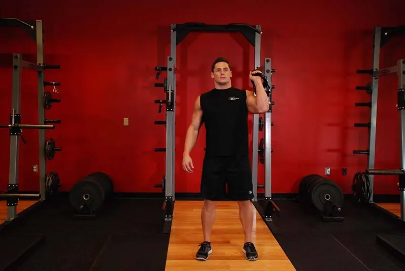One-Arm Kettlebell Push Press: starting position