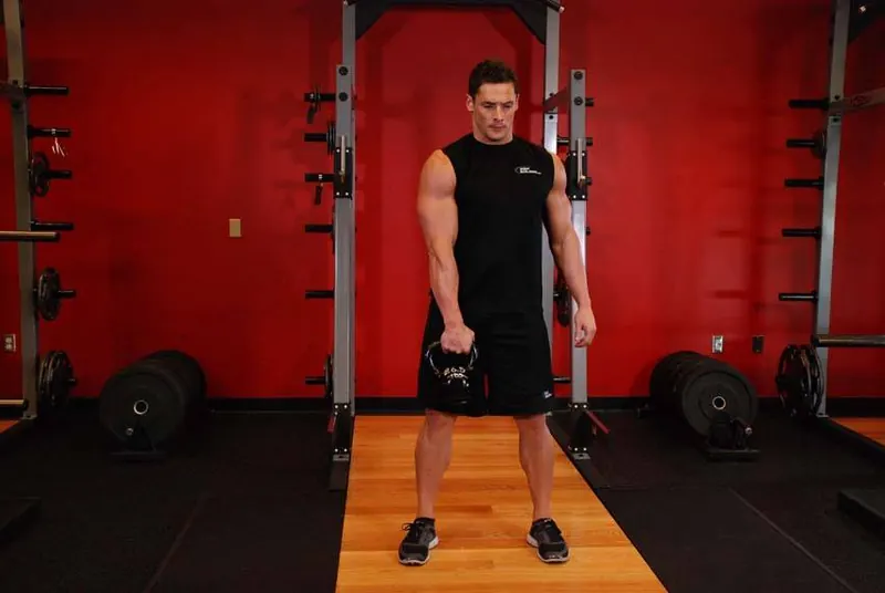 One-Arm Kettlebell Split Snatch: starting position