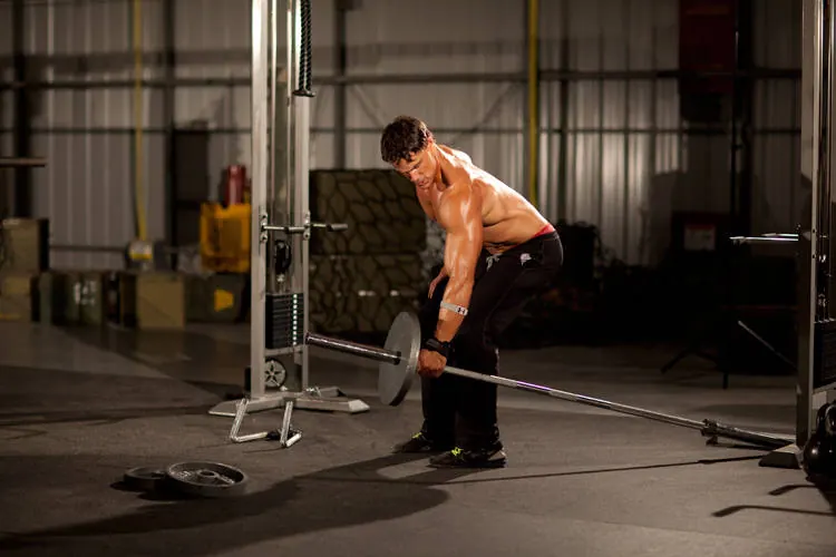 One-Arm Long Bar Row: starting position