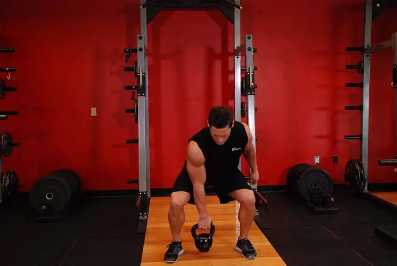 One-Arm Open Palm Kettlebell Clean: starting position