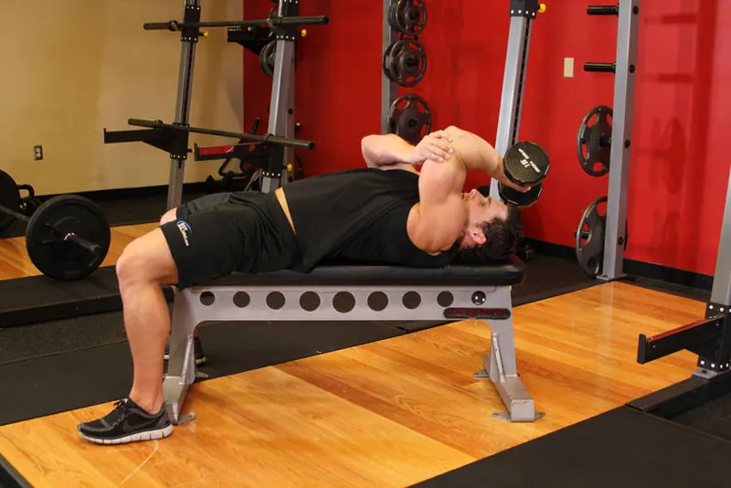 One Arm Pronated Dumbbell Triceps Extension: end position