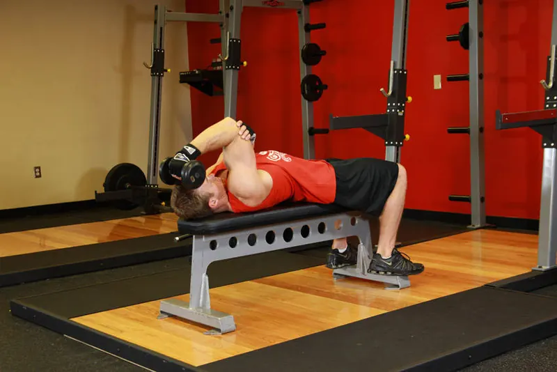 One Arm Supinated Dumbbell Triceps Extension: starting position