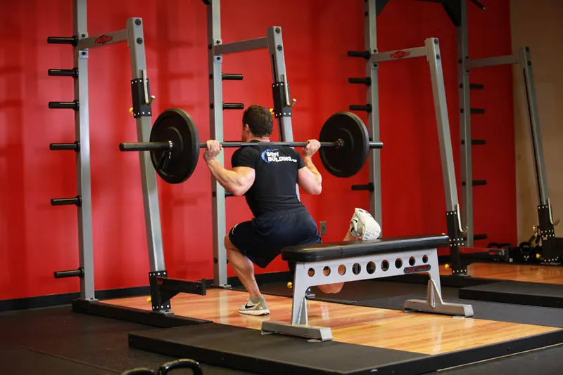 One Leg Barbell Squat: end position