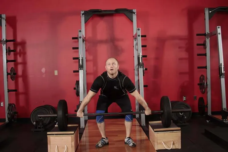 Power Snatch from Blocks: starting position