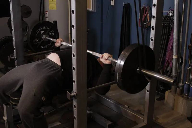 Reverse Band Bench Press: end position