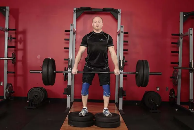Romanian Deadlift from Deficit: starting position