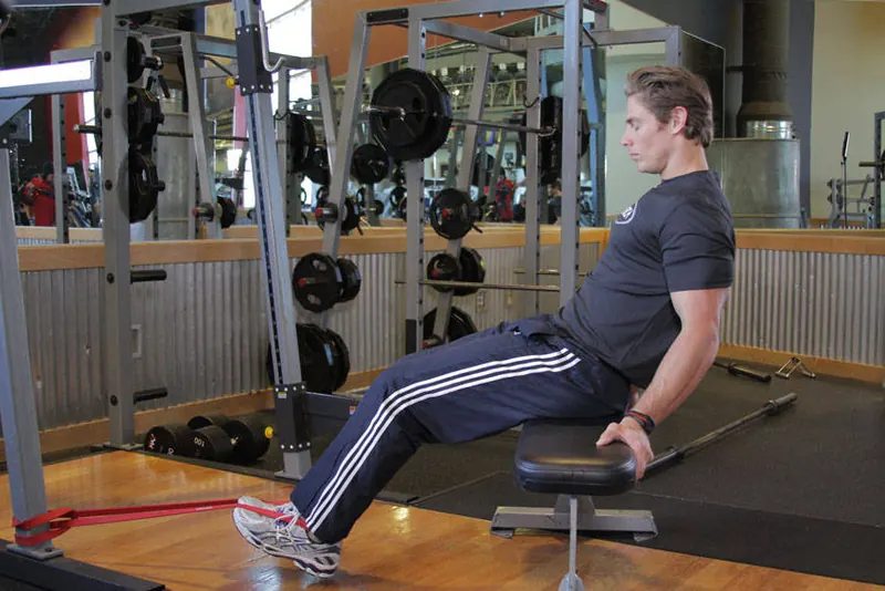 Seated Band Hamstring Curl: starting position