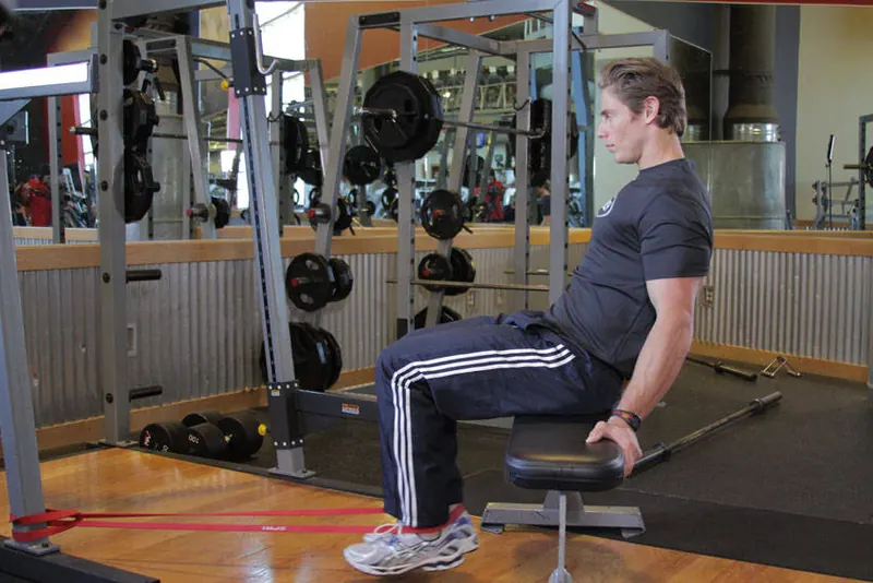 Seated Band Hamstring Curl: end position
