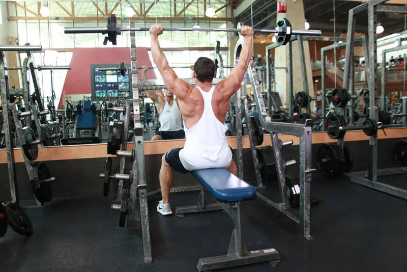 Seated Barbell Military Press: end position