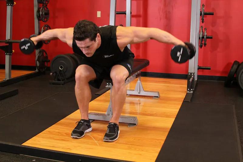 Seated Bent-Over Rear Delt Raise: end position