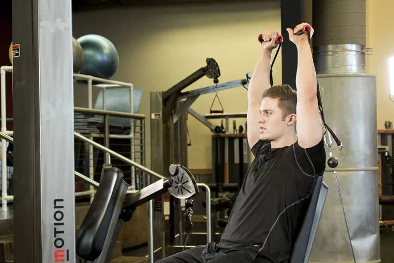 Seated Cable Shoulder Press: end position
