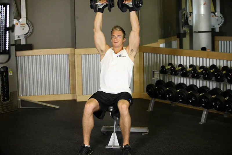 Seated Dumbbell Press: starting position