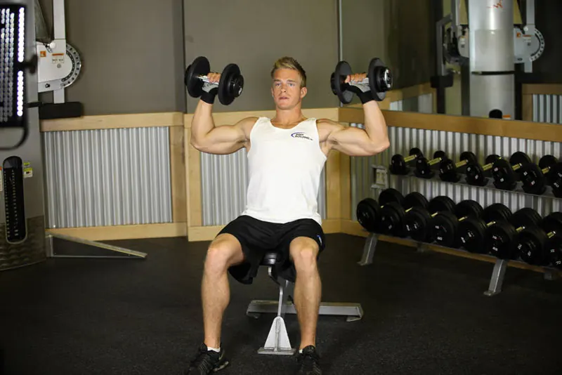 Seated Dumbbell Press: end position