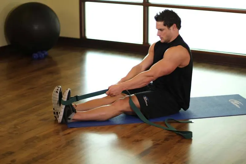 Seated Hamstring and Calf Stretch: end position