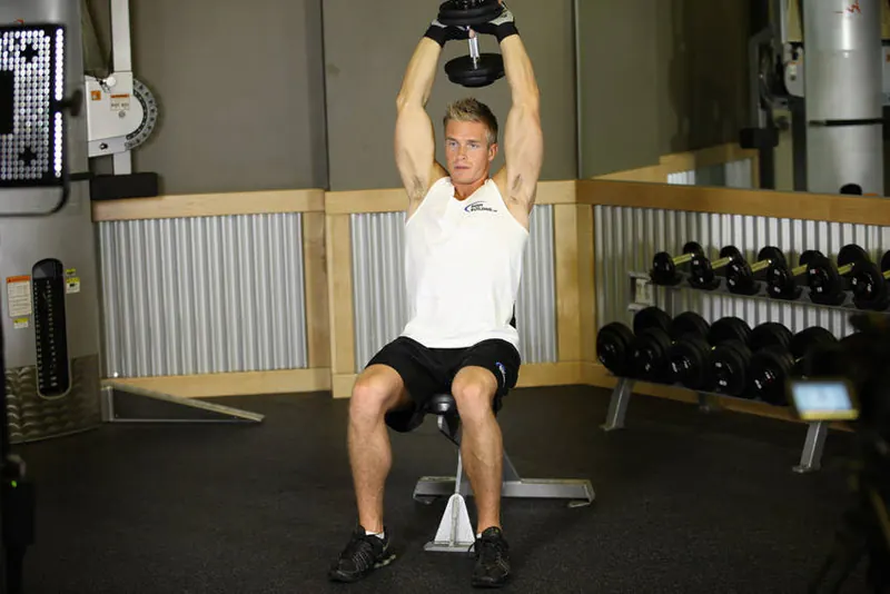 Seated Triceps Press: end position