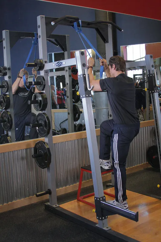 Single-Leg High Box Squat: end position