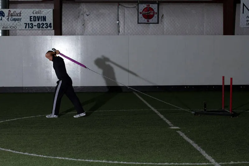 Sled Overhead Triceps Extension: starting position