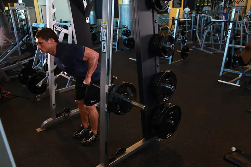 Smith Machine Bent Over Row: end position