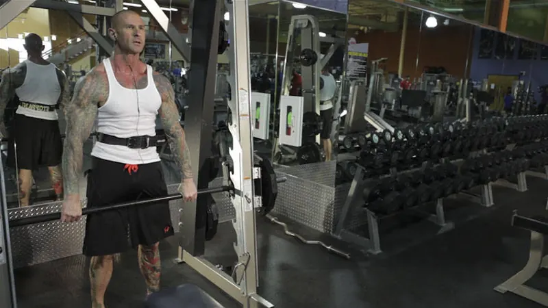 Smith Machine Hang Power Clean: starting position