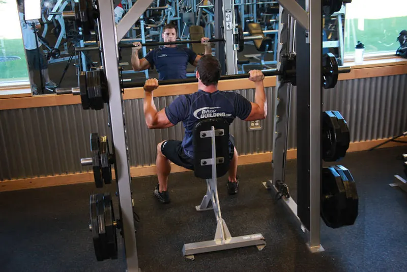 Smith Machine Overhead Shoulder Press: starting position