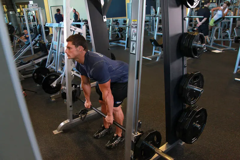 Smith Machine Stiff-Legged Deadlift: starting position