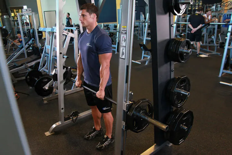 Smith Machine Stiff-Legged Deadlift: end position