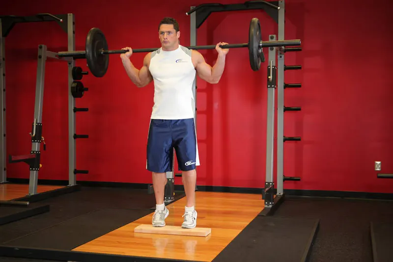 Standing Barbell Calf Raise: starting position