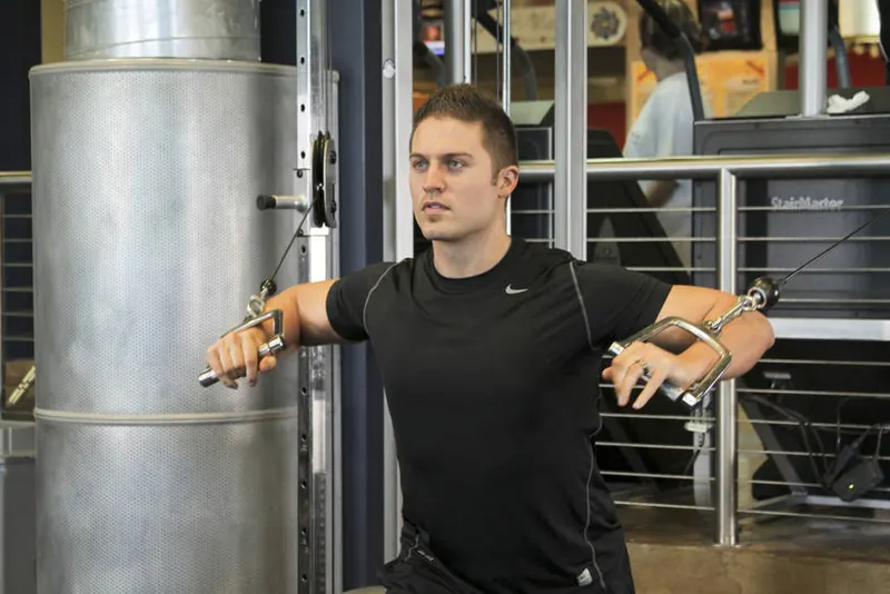 Standing Cable Chest Press: starting position