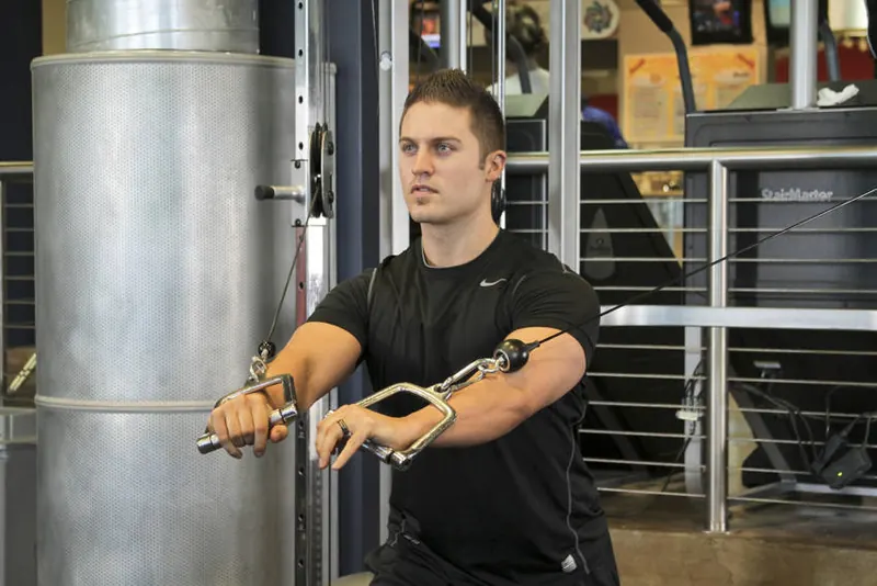 Standing Cable Chest Press: end position