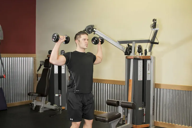 Standing Dumbbell Press: starting position