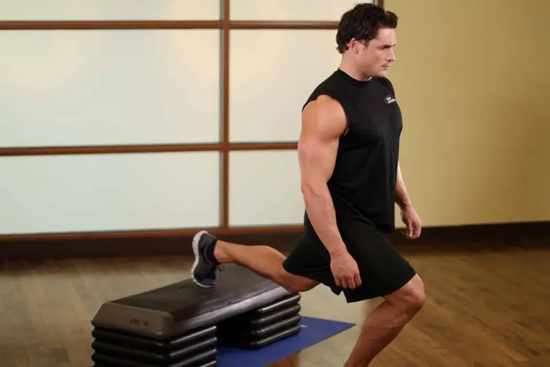 Standing Elevated Quad Stretch: starting position