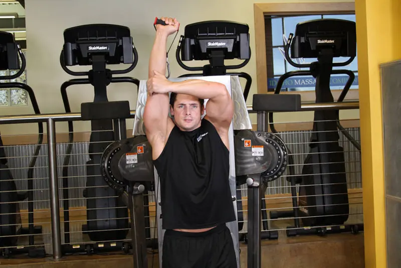 Standing Low-Pulley One-Arm Triceps Extension: end position