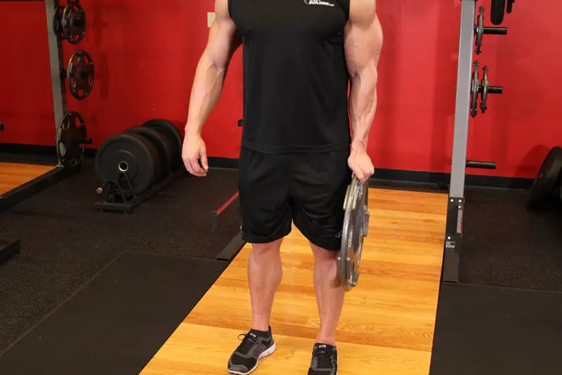 Standing Olympic Plate Hand Squeeze: end position