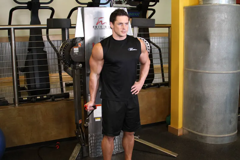 Standing One-Arm Cable Curl: starting position