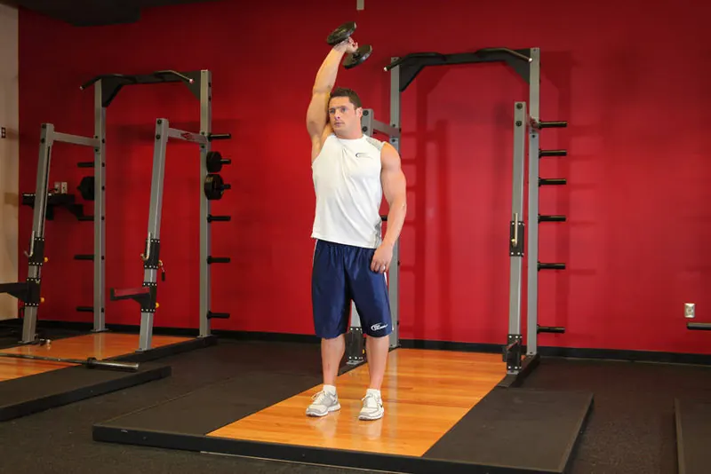 Standing One-Arm Dumbbell Triceps Extension: starting position