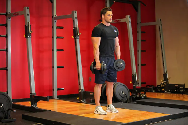 Stiff-Legged Dumbbell Deadlift: starting position