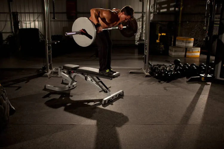 Straight Bar Bench Mid Rows: end position