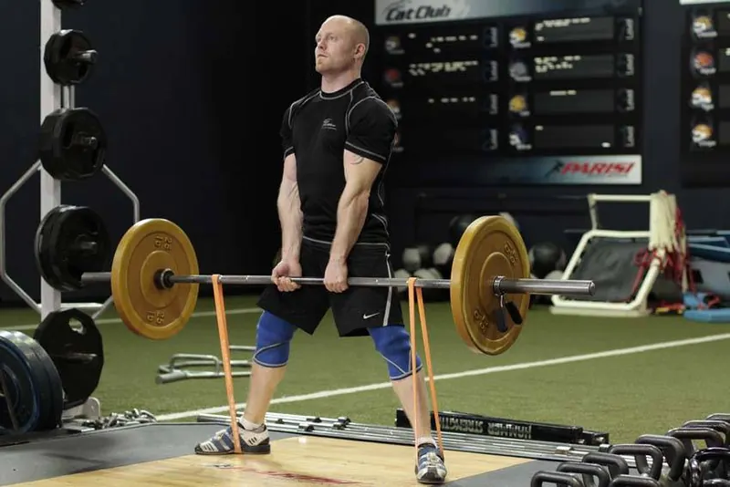Sumo Deadlift with Bands: end position