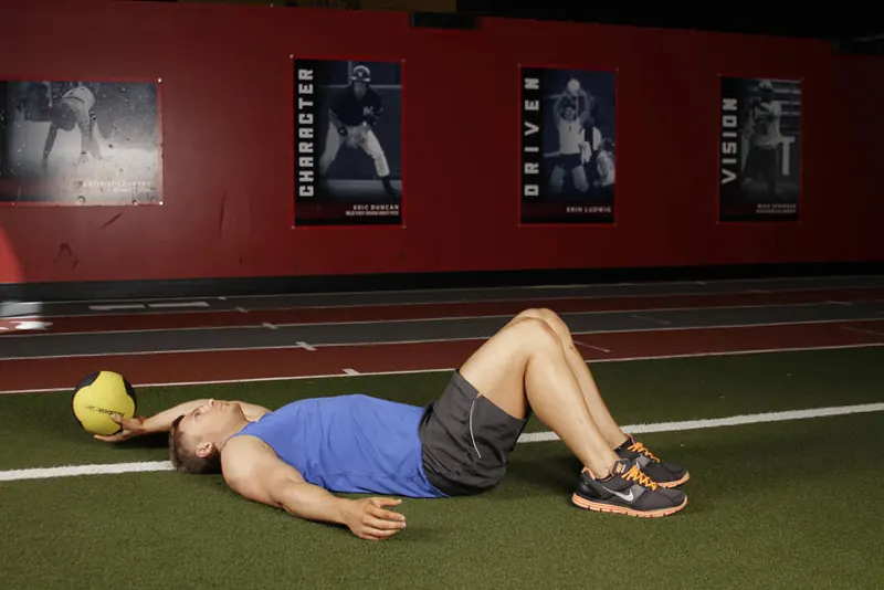 Supine One-Arm Overhead Throw: starting position