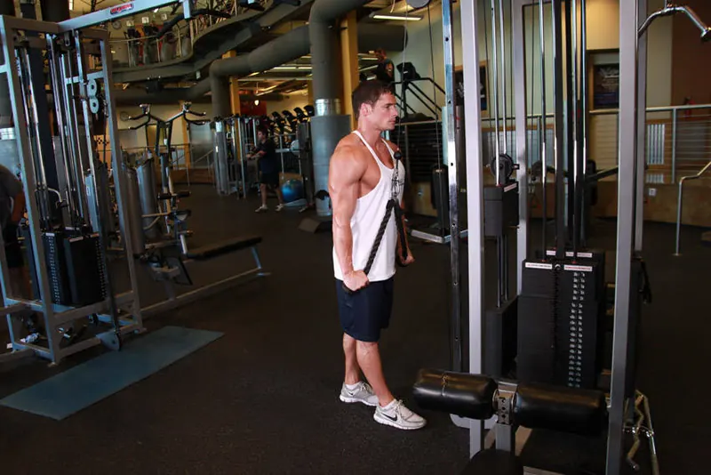 Triceps Pushdown - Rope Attachment: end position